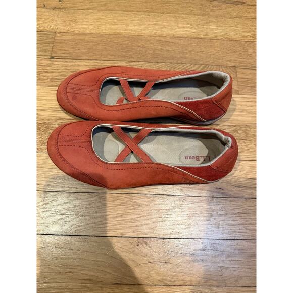 L.L.Bean Suede Mary Jane Flats Rust Red Elastic Strap Comfort Shoes Size 8 - Picture 3 of 7